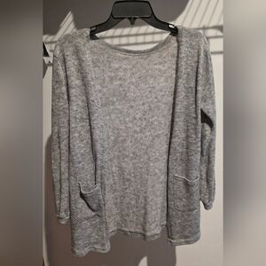 Gray Women's Cartigan Sweater with Pockets
